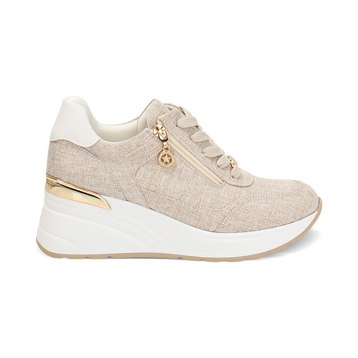 Sneakers femme beiges en toile, Primadonna, 252812108CABEIG035