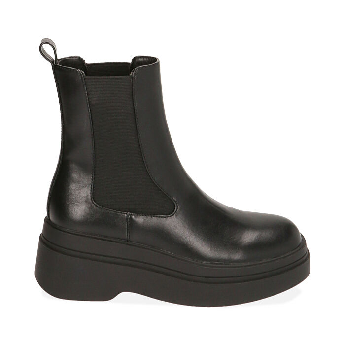 Chelsea boots platform neri, tacco 7 cm , Primadonna, 20N310101EPNERO035