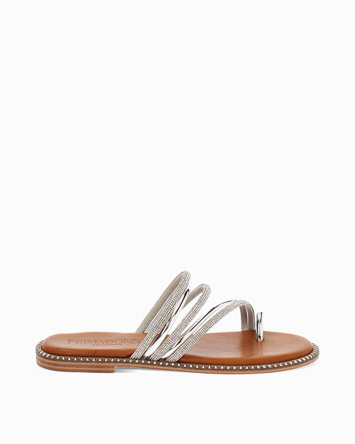 Sandali bassi argento con pietre, SILVER