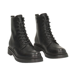 Anfibi neri con suola in gomma di 4 cm, Primadonna, 260685302EPNERO035, 003 preview