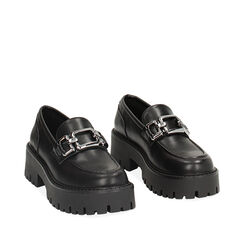 Mocassino nero con fibbia, Primadonna, 240631602EPNERO035, 002a