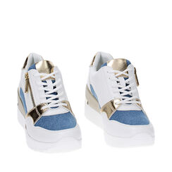 Sneakers jeans, zeppa 7 cm, Primadonna, 237516531EPJEAN035, 002a