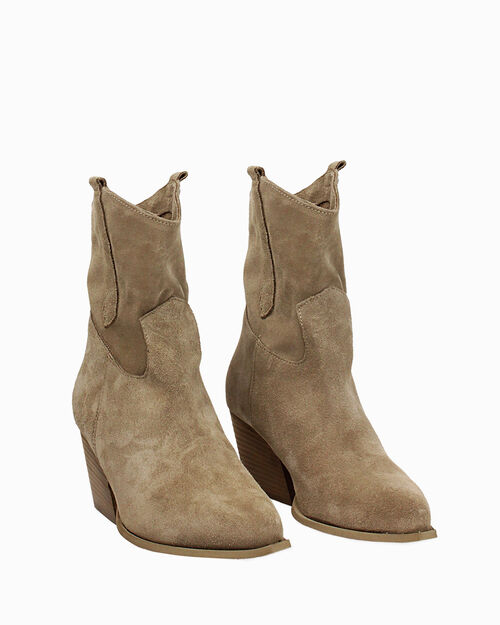 Tronchetti texani in camoscio beige, BEIGE