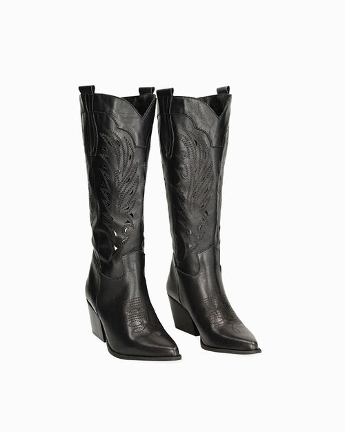WOMEN SHOES BOOTS LEATHER NERO, 