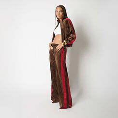 Pantalone tuta in velluto rosso-marrone, Primadonna, 261824050VLROMAM, 002a