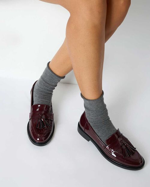WOMEN SHOES MOCASSINS NAPLACK BORD, BURGUNDY