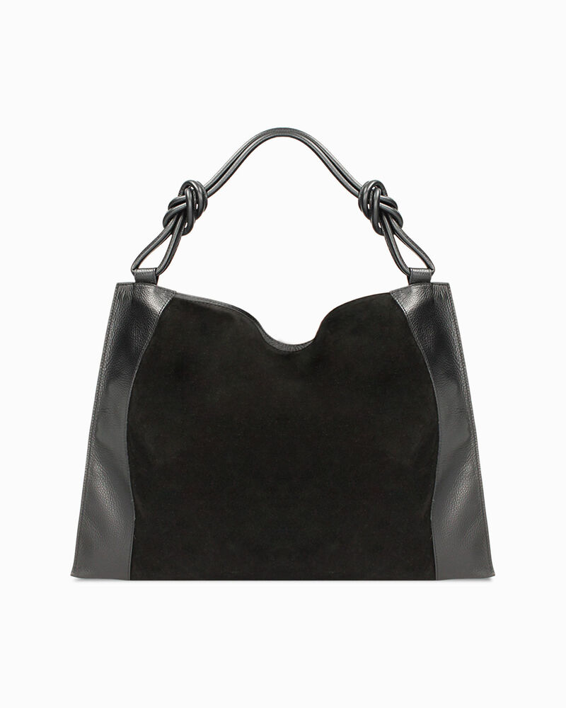 Borsa a spalla donna nera in camoscio image number null