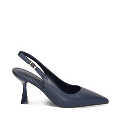 Décolleté slingback blu, tacco 8 cm, Primadonna, 234934803EPBLUE036, 001a