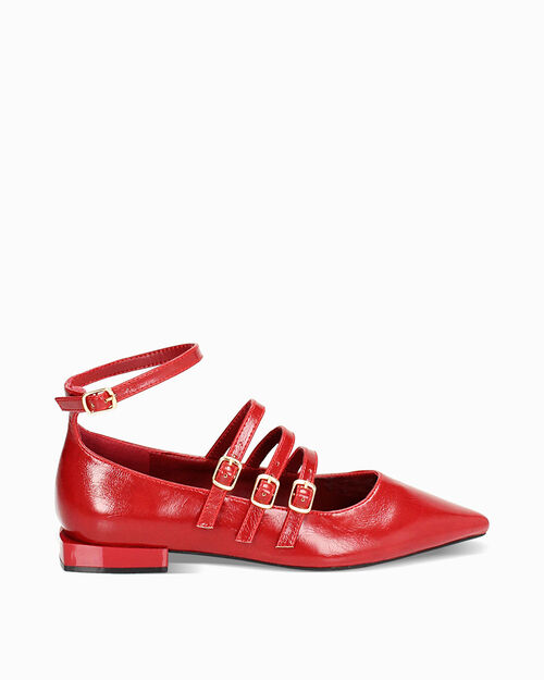 Ballerines rouges lac&eacute;es, RED
