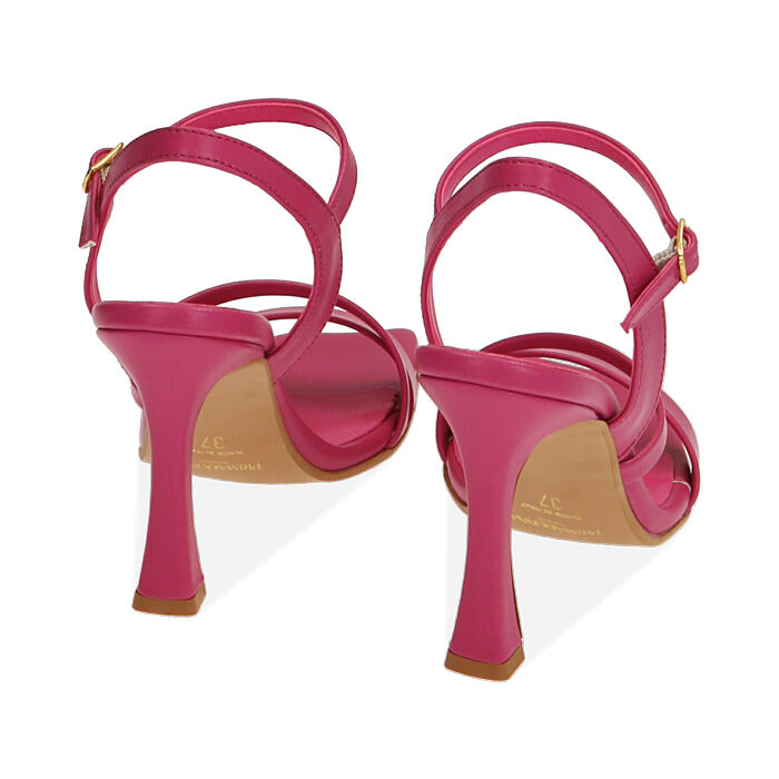 Sandali donna fucsia con punta quadra tacco 10 cm Primadonna