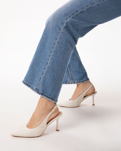 Zapato de sal&oacute;n crema tac&oacute;n 8 cm, CREAM