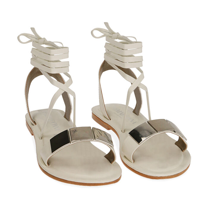 Sandali bianchi top bassi pelle