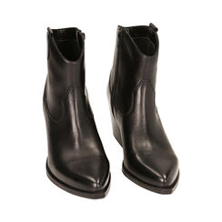 Stivaletti texani neri in pelle, tacco 7,4 cm, Primadonna, 22B805006PENERO036, 002 preview