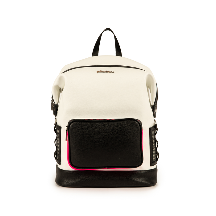 Mochila En Eco Piel Con Detalles Fluo Color Blanco Negro Primadonna Collection