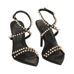Sandali neri con borchie, tacco 11 cm, Primadonna, 232107901EPNERO040, 002 preview