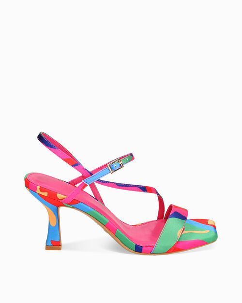 WOMEN SHOES SANDAL SATIN MUVE, MULTI COLOR-GREEN