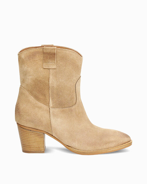 CALZATURA TRONCHETTO TEXANO CAMOSCIO TAU, TAUPE