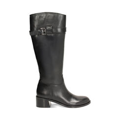 Stivali in pelle nera con tacco di 5 cm, Primadonna, 26N550053PENERO038, 001a