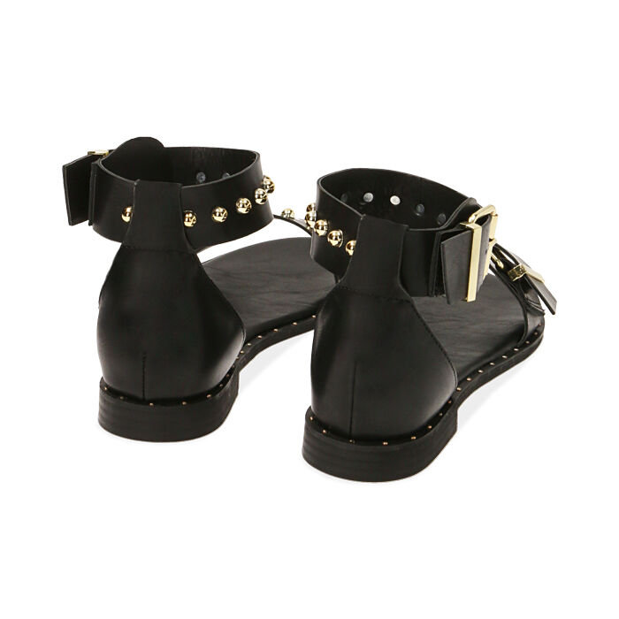 Sandali donna neri flat con borchie Primadonna Collection
