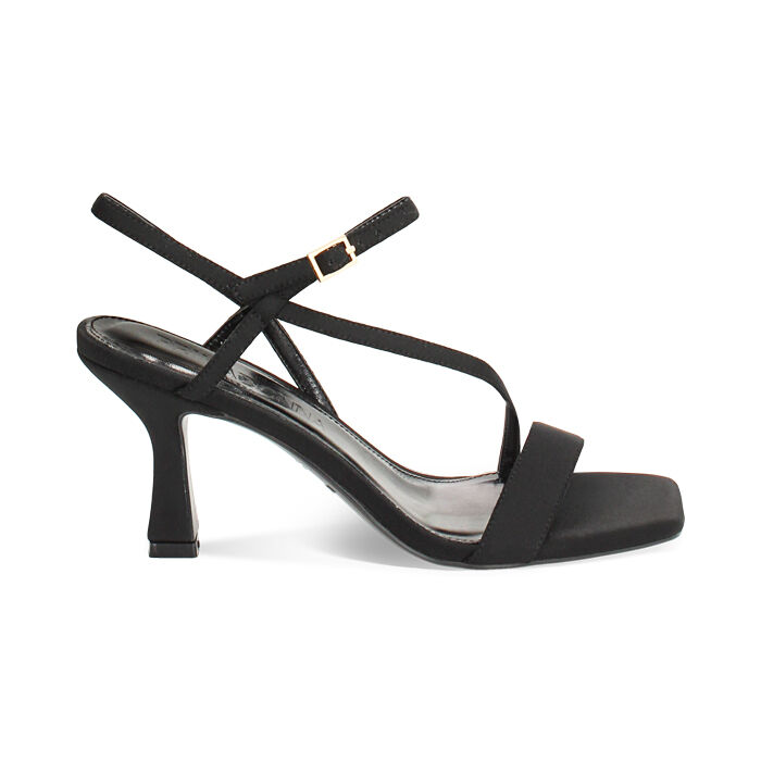 Sandale à talon femme noire en tissu, Primadonna, 252164805LYNERO035