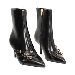 Tronchetti neri in materiale lucido con tacco 7 cm, Primadonna, 264972612EUNERO035, 003 preview
