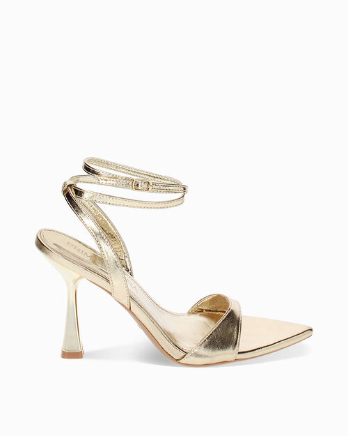 CHAUSSURES POUR FEMMES SANDALE LAMIN&Eacute; OR, GOLD