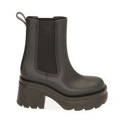 Chelsea boots da pioggia neri in pvc, 200901002PVNERO035, 001a