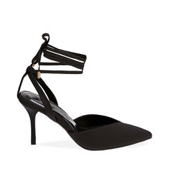 Escarpins slingback femme noirs lacés en tissu, Primadonna, 252100805LYNERO036, 001a