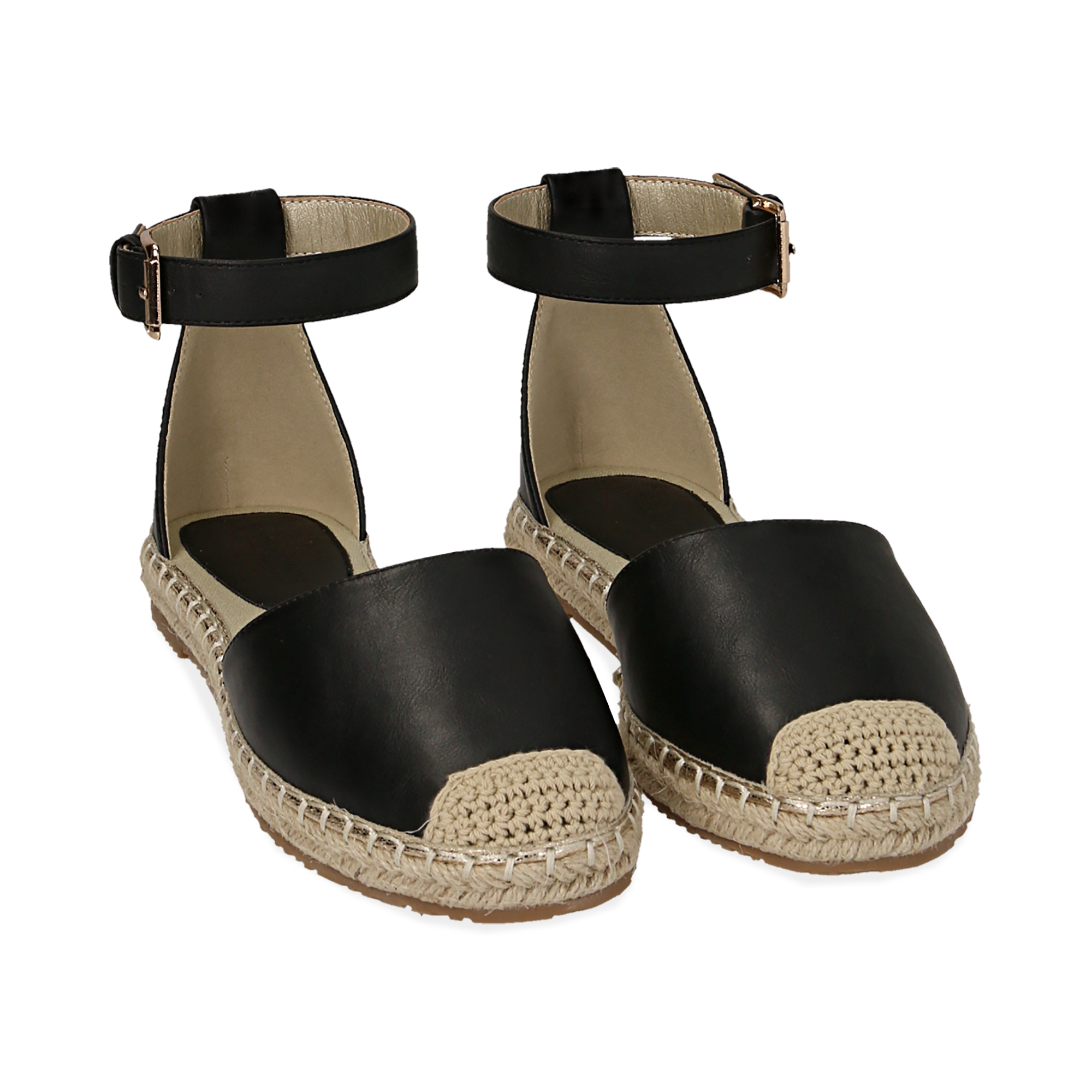 Espadrillas nere in eco-pelle con cinturino | Primadonna Collection