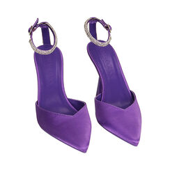 Décolleté slingback viola in raso, tacco 9,5 cm, Primadonna, 214912910RSVIOL036, 002 preview