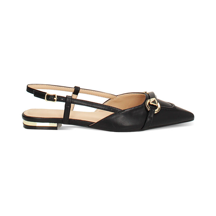 Ballerines slingback femme noires à bout pointu, Primadonna, 254906043EPNERO035