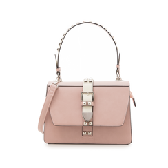 Borsa media nude in eco-pelle con borchie,