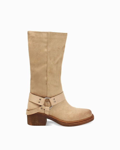 Botas moteras taupe tac&oacute;n 5 cm, TAUPE