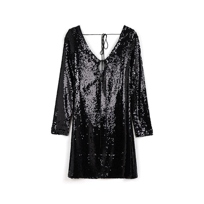 Robe noire en paillettes avec des détails uniques, Primadonna, 26C925117PLNEROL
