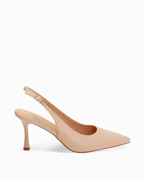D&eacute;collet&eacute; slingback beige tacco 8 cm, BEIGE