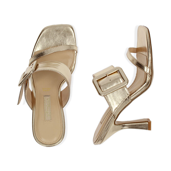 Sandali oro laminato, tacco 9 cm | Primadonna Collection