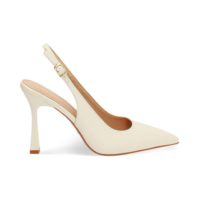 Escarpin cr&egrave;me talon 9,8 cm, Chaussures, 274934237EPPANN036