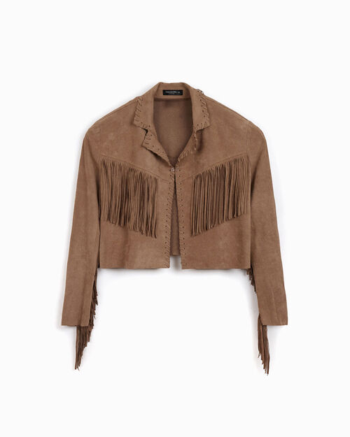 Giacca in microfibra camel dal taglio country, CAMEL