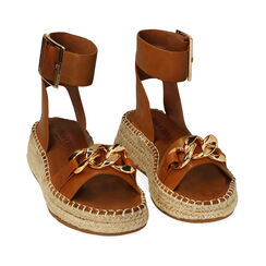 Sandali maxi-chain cognac, zeppa 4,5 cm , 194901926EPCOGN036, 002a
