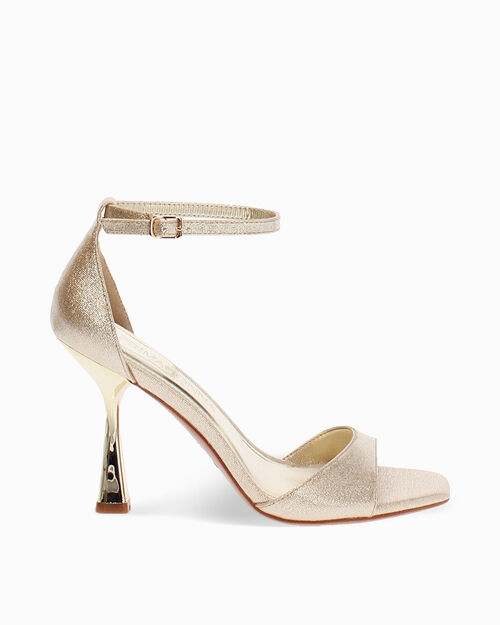 Sandali oro tacco 9,5 cm scintillanti, GOLD