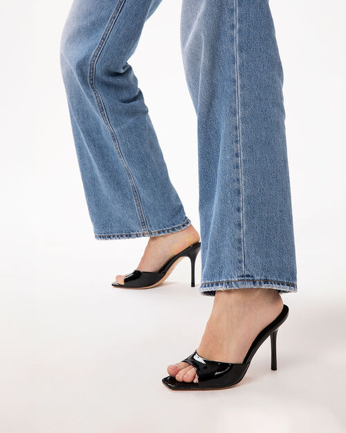 Mules open toe neri tacco 9,5 cm, BLACK