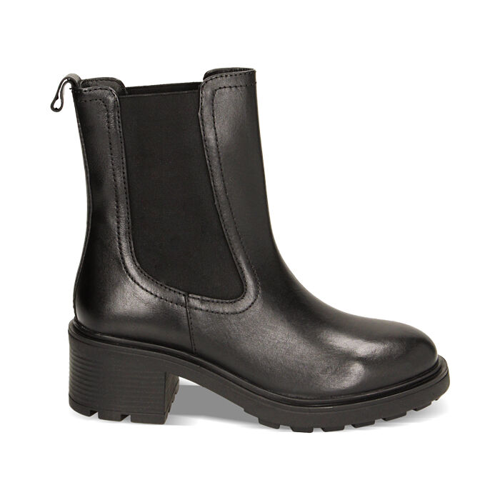 Stivaletti donna Chelsea neri in pelle tacco 5 5 cm Primadonna Collection