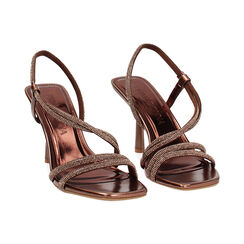 Sandalia de tacón de mujer de color cobre laminado, Primadonna, 252102302LPRAME035, 003 preview