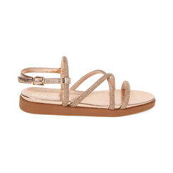 Sandales plates rose-or en laminé avec pierres, Primadonna, 232734210LPRAOR035, 001 preview