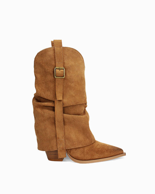 Botas texanas camel tac&oacute;n 9 cm, CAMEL