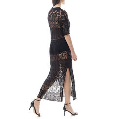 Vestito nero macramè mezza manica, Primadonna, 21B491607TSNEROUNI, 002a