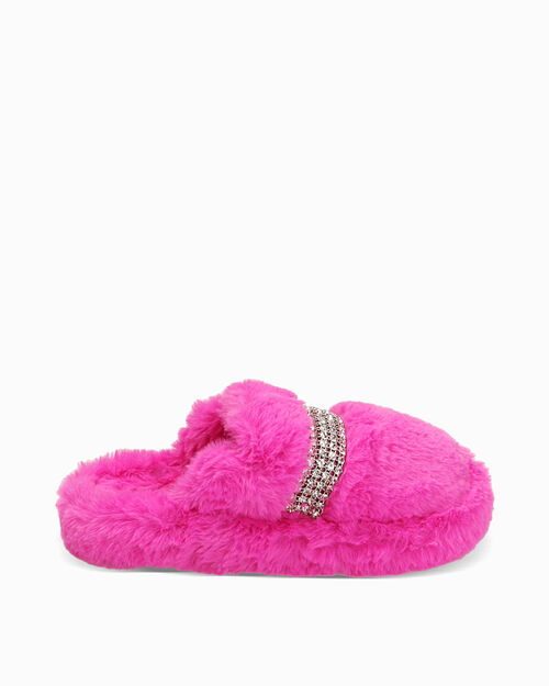 Pantofole fucsia con strass, FUCHSIA