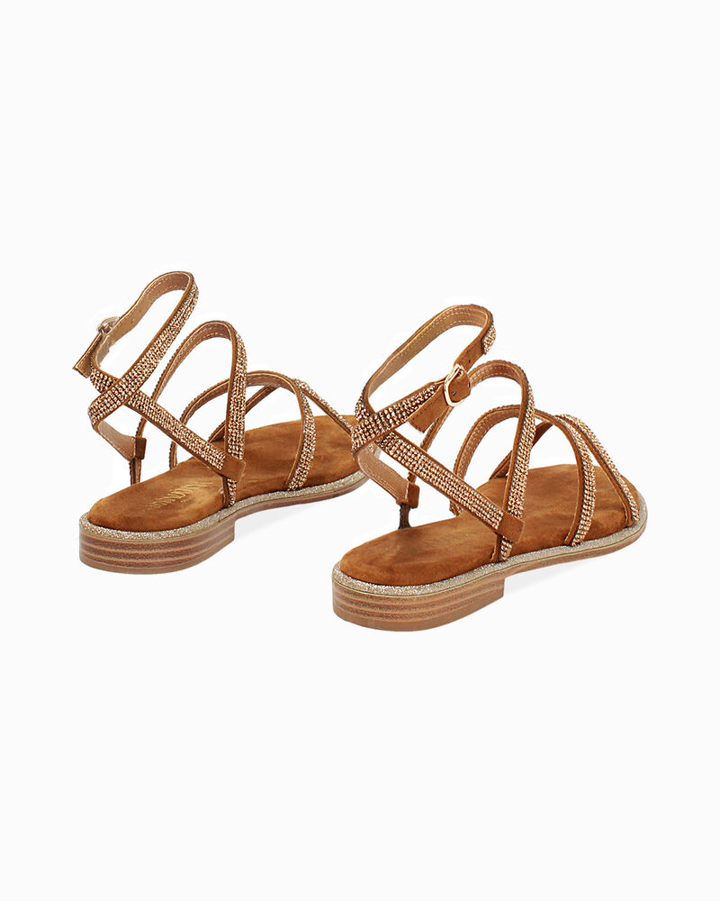 Sandali bassi donna cognac in microfibra image number null