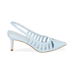 Décolleté slingback celesti in vernice, tacco 7 cm, Primadonna, 214909206VECELE035, 001 preview