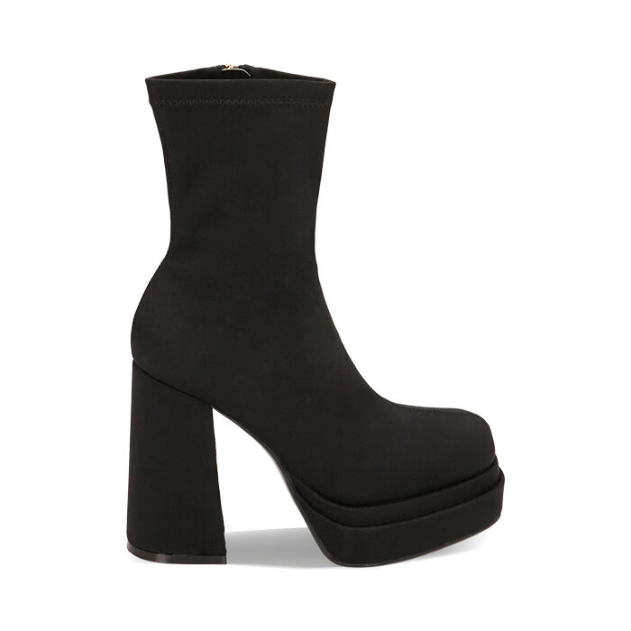 Stivaletti donna platform neri in tessuto tacco 9 cm Primadonna Collection